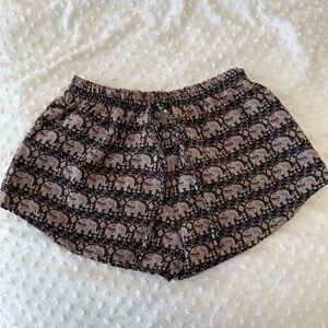 Elephant Print Purple Brown Shorts XS